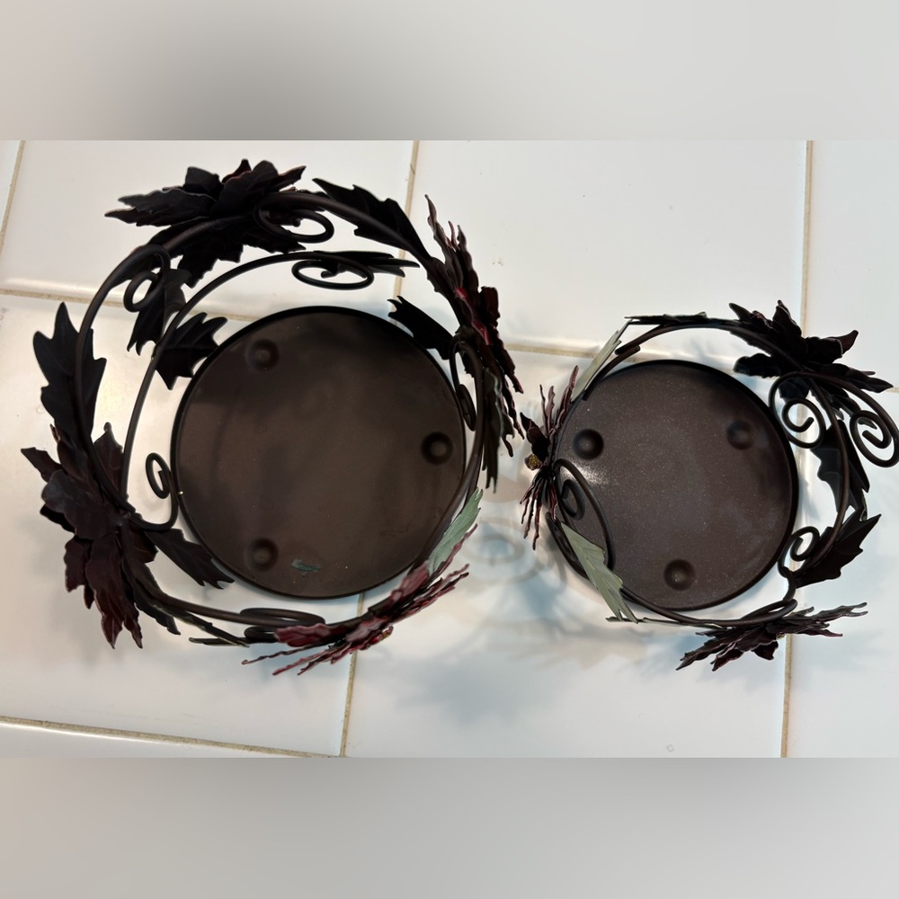 Sonoma Goods, Poinsettia Metal Candle Holders Set of 2, Width 3.5 in and 4 in - Picture 5 of 5